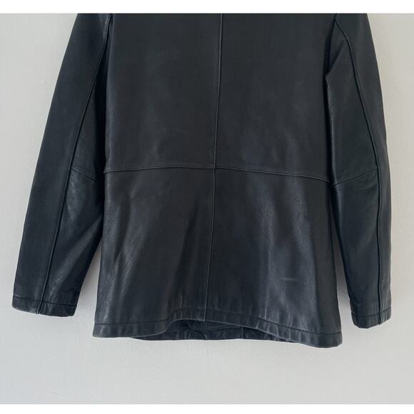 Vtg Y2K ALDER Black Collared Leather Button Jacket Sz S Buttery Soft Lamb Skin - Picture 6 of 9